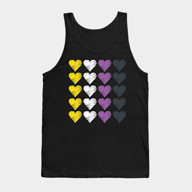 Nonbinary Pride Flag Hearts Cute Gender Neutral Tank Top by JessieJune